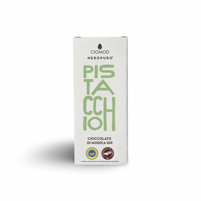 Ciomod Modica Schokolade mit Pistazien „Cioccolato Pistacchio“ aus Sizilien, 100 g