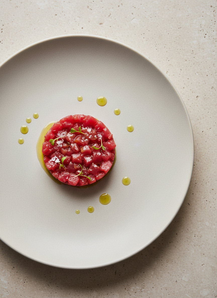Calce Rosé Spumante Metodo Classico Brut passt hervorragend zu Thunfisch-Tatar.