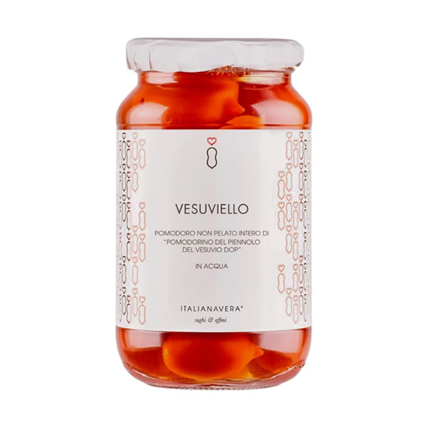 Ganze Kirschtomaten VESUVIELLO DI POMODORINO DEL PIENNOLO DEL VESUVIO DOP, 520gr Ganze Kirschtomaten VESUVIELLO DI POMODORINO DEL PIENNOLO DEL VESUVIO DOP, 520gr