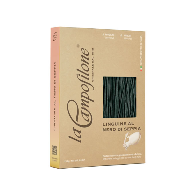 Pasta all' uovo LINGUINE AL NERO DI SEPPIA, 250gr Pasta all' uovo LINGUINE AL NERO DI SEPPIA, 250gr
