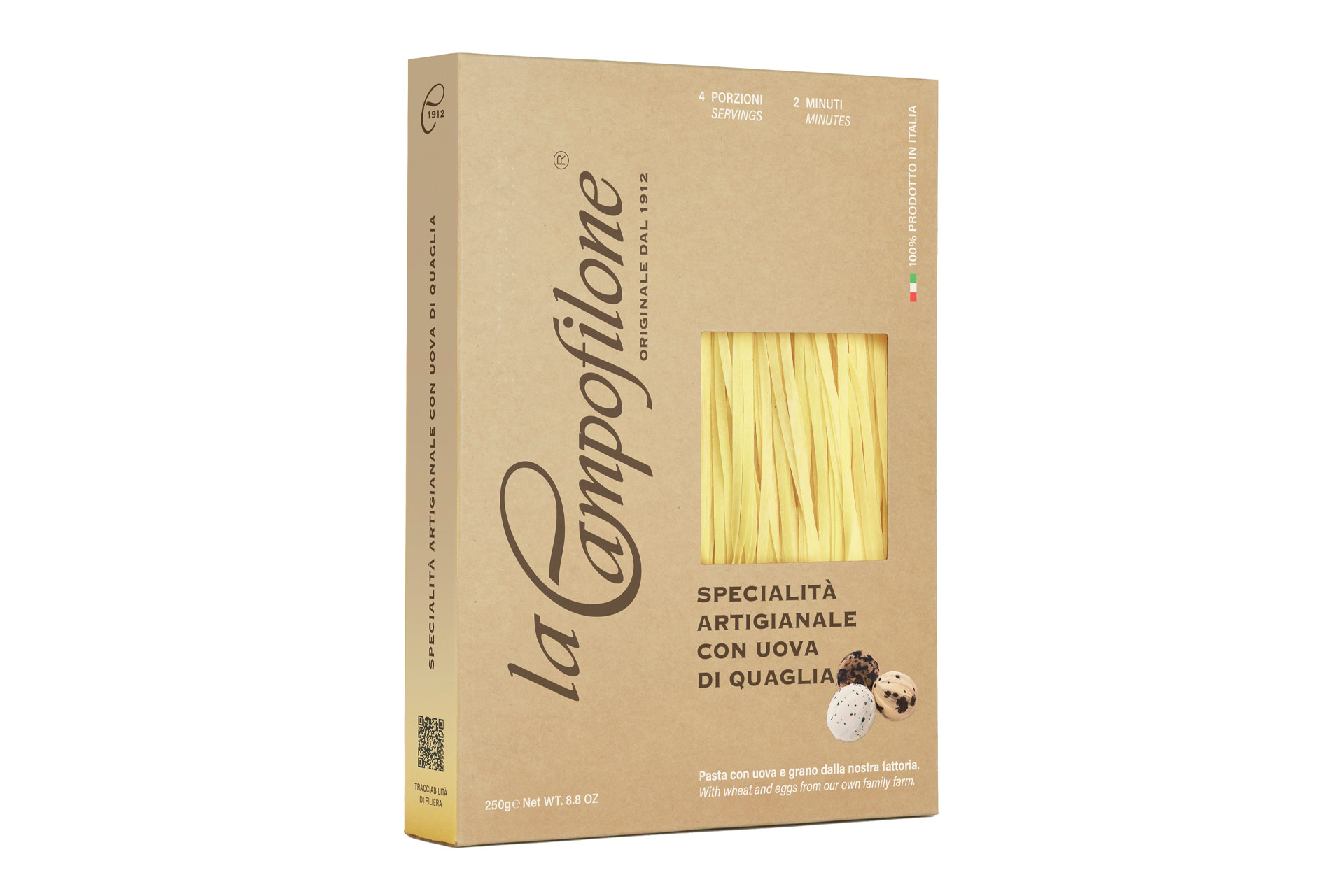 Pasta all' uovo FETTUCCINE CON UOVA DI QUAGLIA, 250gr Pasta all' uovo FETTUCCINE CON UOVA DI QUAGLIA, 250gr