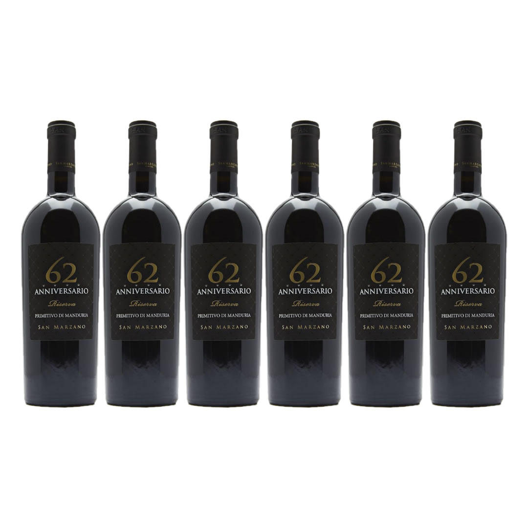ANNIVERSARIO 62 PRIMITIVO DI MANDURIA RISERVA DOP 2019 - im 6er Pack ANNIVERSARIO 62 PRIMITIVO DI MANDURIA RISERVA DOP 2019 - im 6er Pack